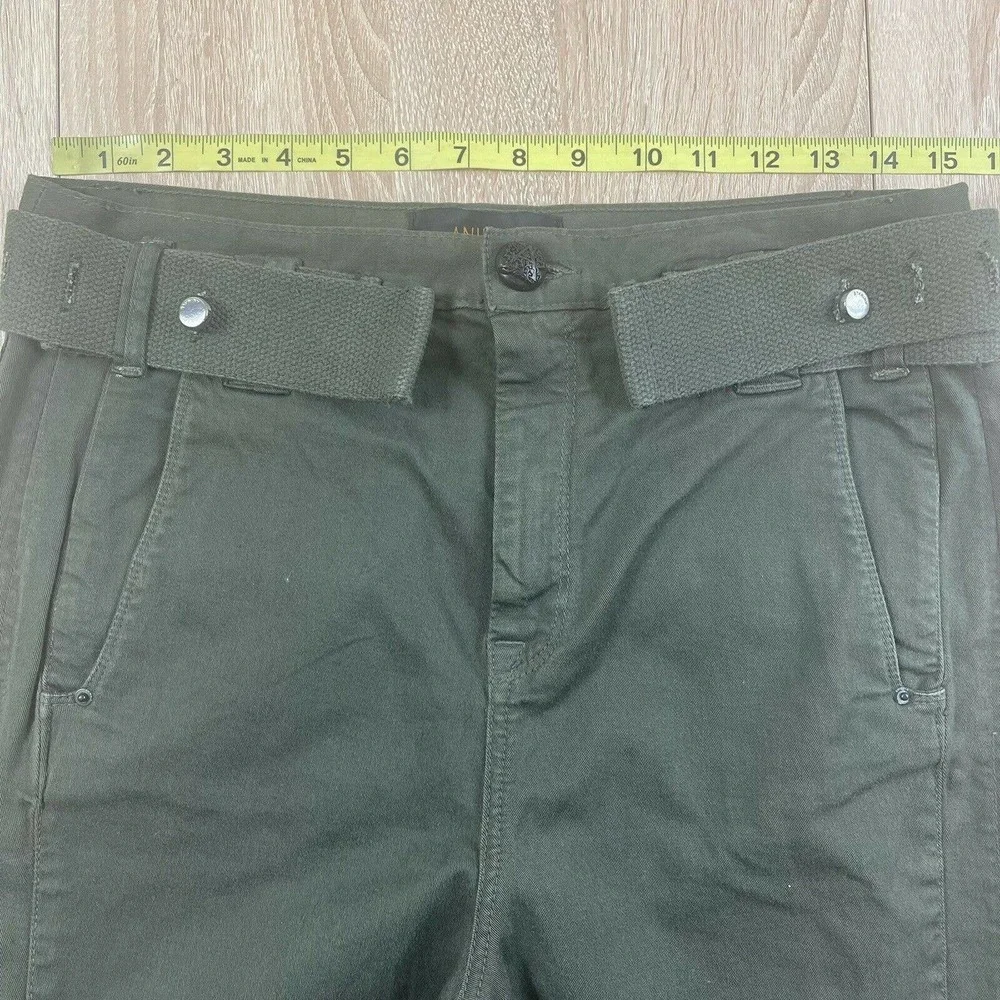 ANIMALE Brazil Womens High Rise Military Style Pants Size 38/6 Green Leg Buckles - Picture 5 of 12